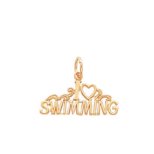 14K Yellow Gold I Love Swimming Charm