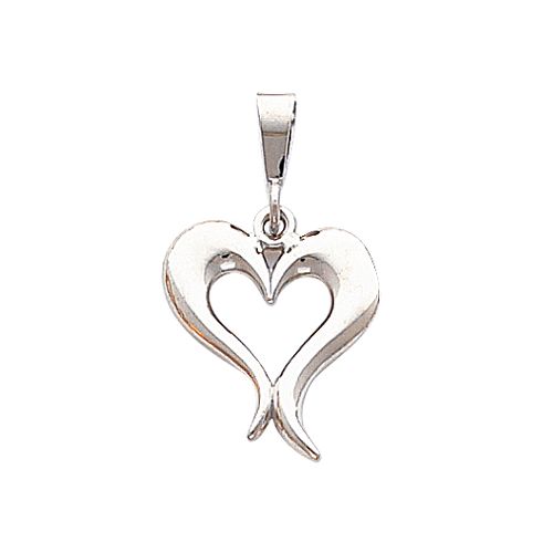 14K White Gold Fancy Heart Charm