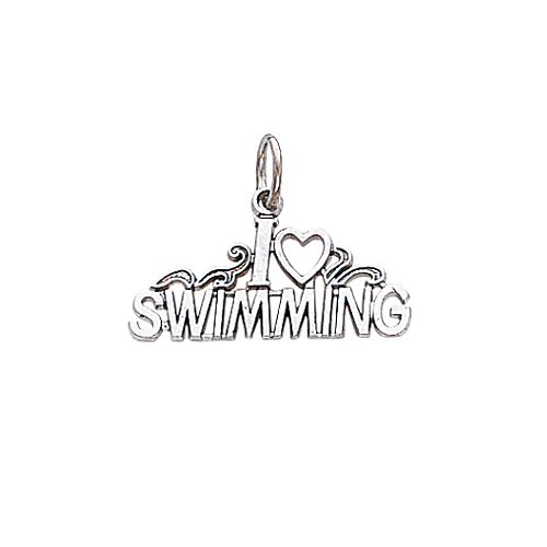14K White Gold I Love Swimming Charm