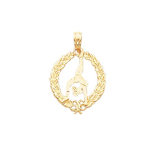 14K Yellow Gold Framed Gymnast Charm - D1445