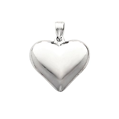14K White Gold Heart Charm