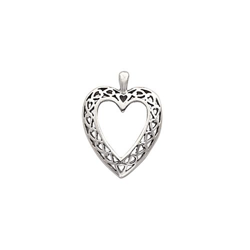 14K White Gold Heart Charm
