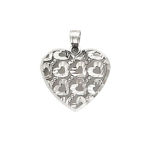 14K White Gold Heart Charm