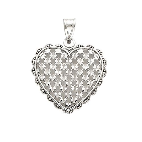 14K White Gold Heart Charm