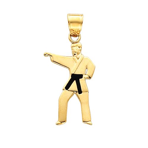 14K Yellow Gold Enameled Karate Charm