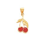 Quality Gold 14k Yellow Gold Red Enameled Cherries Charm