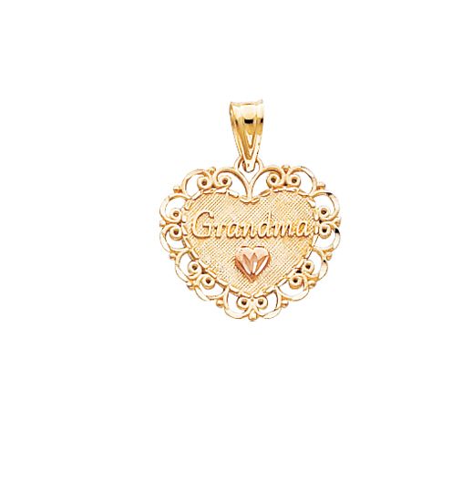 14k Yellow and Rose Gold Grandma Heart Charm
