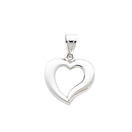 14K White Gold Heart Charm