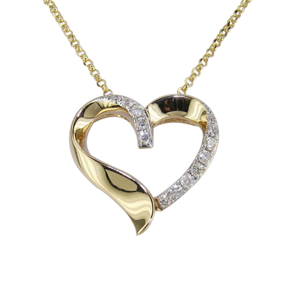 1/10 ct.t.w.* Diamond Heart Pendant. 14k Yellow Gold