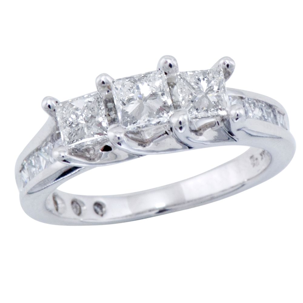 1 ct. t.w.* Princess Diamond 3-Stone Engagement Ring in 14k White Gold