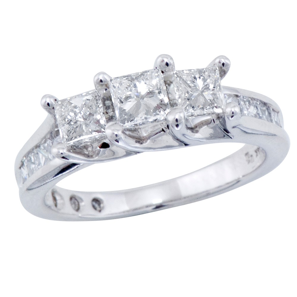 ct Diamond 3-Stone Center Engagement Ring in White Gold intro price ...
