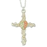 Black Hills Gold Jewelry Tricolor Sterling Silver Cross Pendant