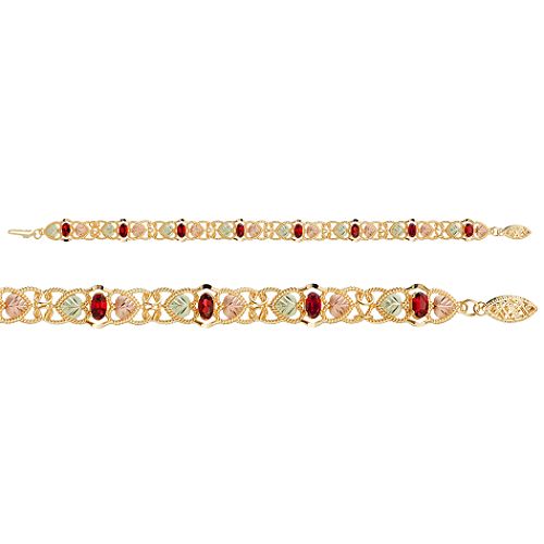 Black Hills Gold Tricolor 10K Garnet Bracelet
