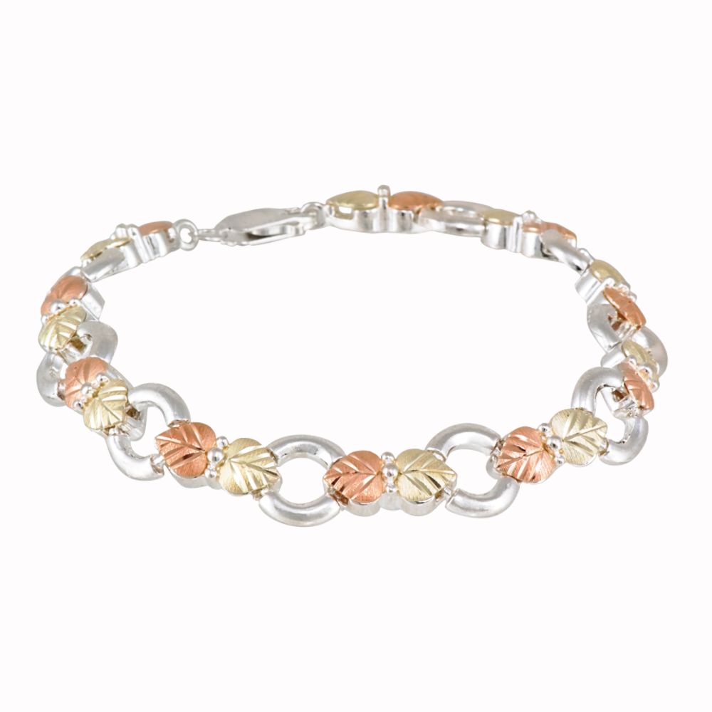 Black Hills Gold Tri-color Sterling Silver Circle Bracelet