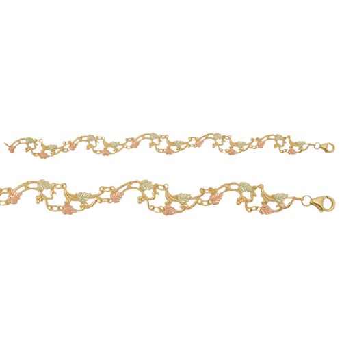 Black Hills Gold Tricolor 10K Vine Bracelet