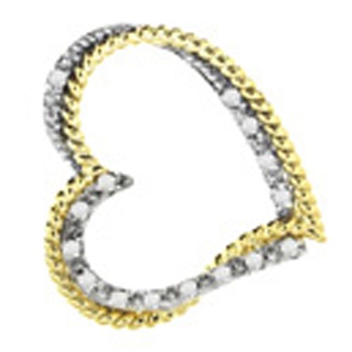 1/8 ct. tw. Diamond and 18K Gold Over Sterling Silver Heart Pendant