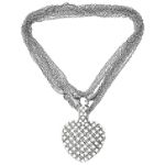 1 ct. tw. Diamond and Sterling Silver Pave Heart on Multi Strand Necklace