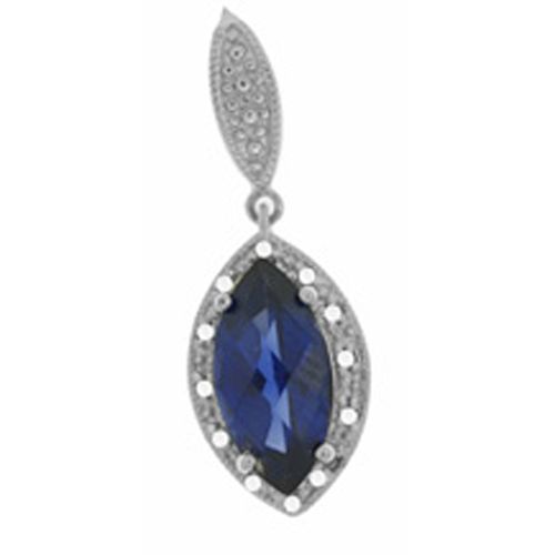 1/10 ct. tw. Diamond and Sterling Silver with Lab Created Sapphire Pendant