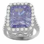 Marsala Sterling Silver Rectangle Lavender Cubic Zirconia with Clear Cubic Zirconia Ed