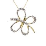 Diamond Accent Butterfly Pendant. 10K Yellow Gold