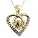 Diamond Accent Double Heart Pendant. 10K Yellow Gold