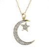 Diamond Moon and Star Pendant. 10k Yellow Gold