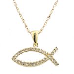 Diamond Fish Pendant. 10K Yellow Gold