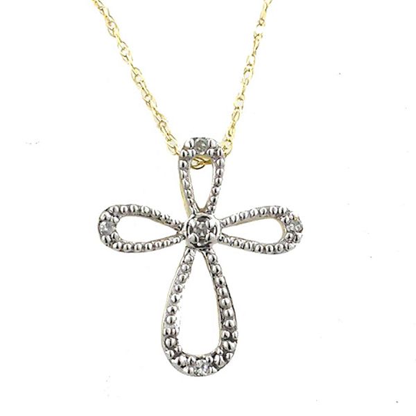 Diamond Cross Pendant. 10K Yellow Gold