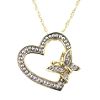 Diamond Accent Butterfly and Heart Pendant. 10k Yellow Gold