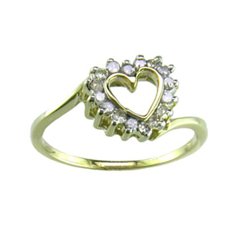 1/4 ct. tw. Diamond Heart Ring. 10K Yellow Gold