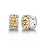 .33 Cttw White And Yellow Diamond 18K Two Tone Yellow Gold Fashion Earring
