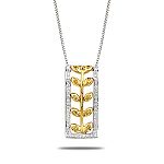 .33 Cttw White And Yellow Diamond 18K Two Tone Yellow Gold Fashion Pendant