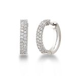 1 Cttw G-Si1 Diamond 18K White Gold Micro Pave Fashion Hoop Earrings