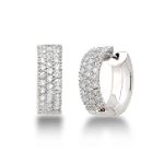 1.20 Cttw G-Si1 Diamond 18K Whtie Gold Micro Pave Fashion Hoop Earrings