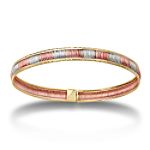 10Kt Tricolor 7Mm Ribbed W/Dia Cut Edge Flex Bangle