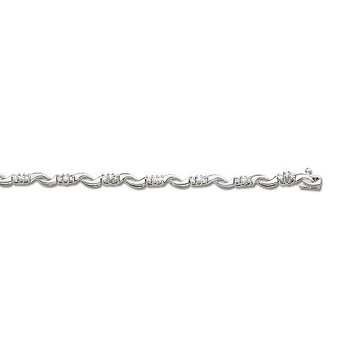 14K White Gold Diamond Three Stone Bracelet