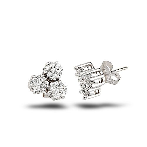 14K White Gold 1.00Ct Treasures Clover Earring by 