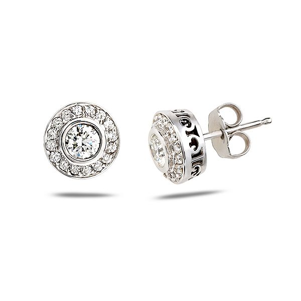 14K White Gold Diamond Earring