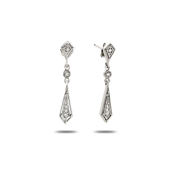 14K White Gold Diamond Earring