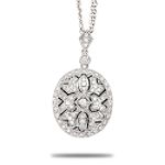 14K White Gold Oval Diamond Locket