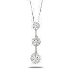 14K White Gold Fantasy Flower 1.0Ctw Pendant
