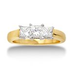 1 ct. t.w. Square Diamond 3-Stone Ring in 14K White Gold