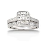 1/3 ct. t.w. Princess and Round Diamond Bridal Set in 14K White Gold