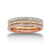 14Kt Tricolor 3Pc Diamond Band Set .75Ct Twt