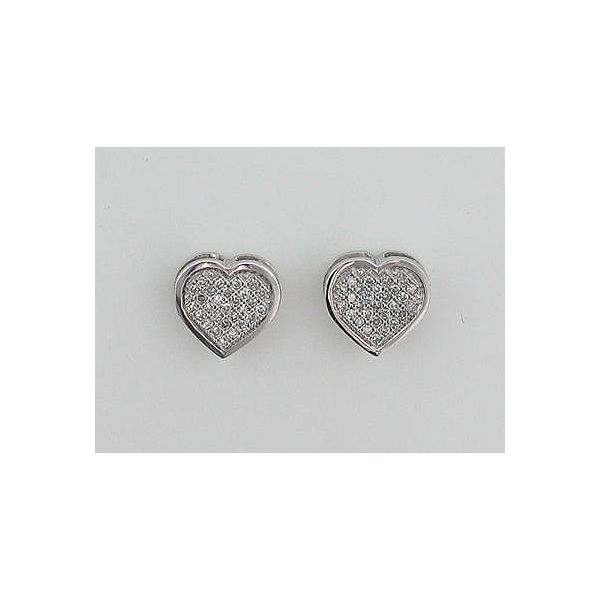 1/7 ct. tw. Diamond Heart Earrings. 10Kt White Gold