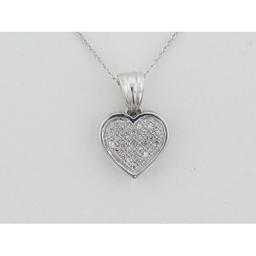 1/10 ct. tw. Diamond Heart Pendant. 10Kt White Gold