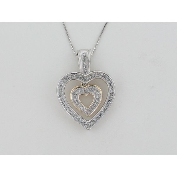 1/5 ct. tw. Diamond Heart Pendant. 10Kt Two Tone Gold