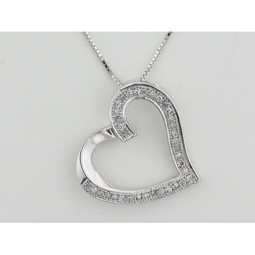 1/10 ct. tw. Diamond Heart Pendant. 10Kt White Gold
