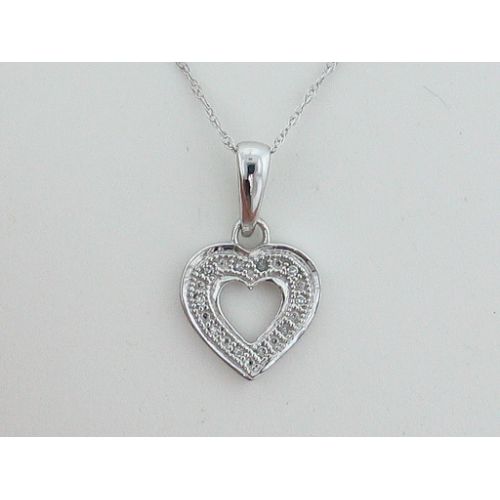 1/50 ct. tw. Diamond Heart Pendant. 10Kt White Gold