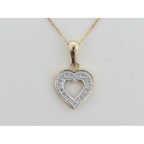 1/50 ct. tw. Diamond Heart Pendant. 10Kt Yellow Gold